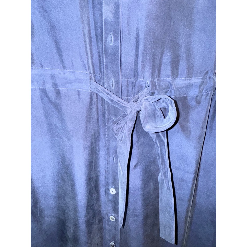 Brooks Brothers Size 6 100% silk Navy Long Sleeve shirt dress side pockets tie - Picture 4 of 8